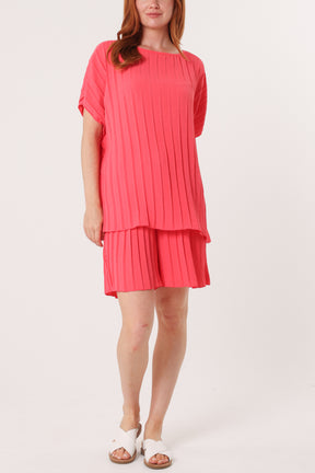 Pleated Top & Bermuda Co-Ord Set