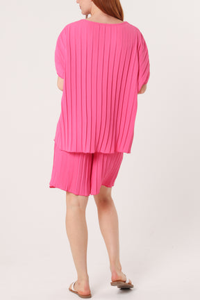 Pleated Top & Bermuda Co-Ord Set