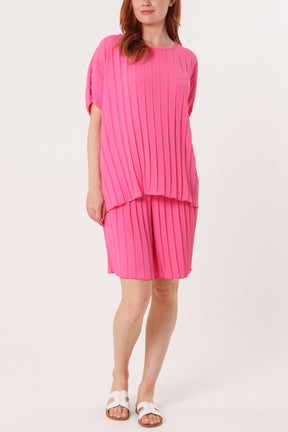 Pleated Top & Bermuda Co-Ord Set