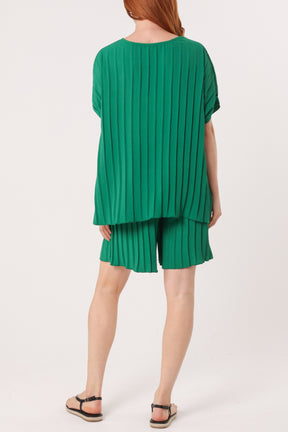 Pleated Top & Bermuda Co-Ord Set