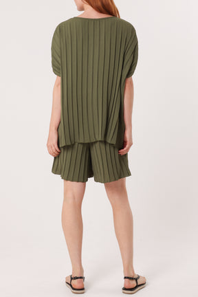 Pleated Top & Bermuda Co-Ord Set