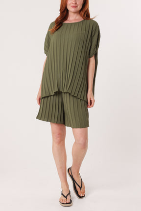Pleated Top & Bermuda Co-Ord Set
