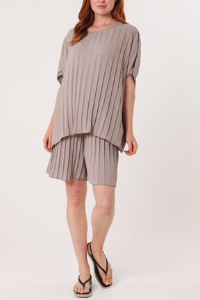 Pleated Top & Bermuda Co-Ord Set
