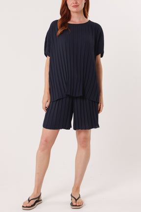 Pleated Top & Bermuda Co-Ord Set