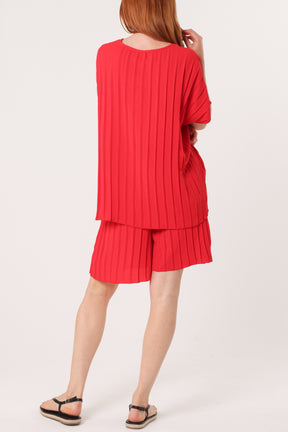Pleated Top & Bermuda Co-Ord Set