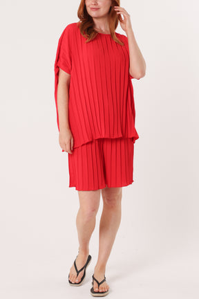 Pleated Top & Bermuda Co-Ord Set