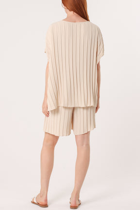 Pleated Top & Bermuda Co-Ord Set
