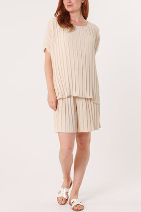 Pleated Top & Bermuda Co-Ord Set