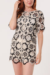 Floral Crochet Top & Shorts Set