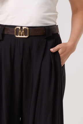 Belted Tailored Palazzo Trousers