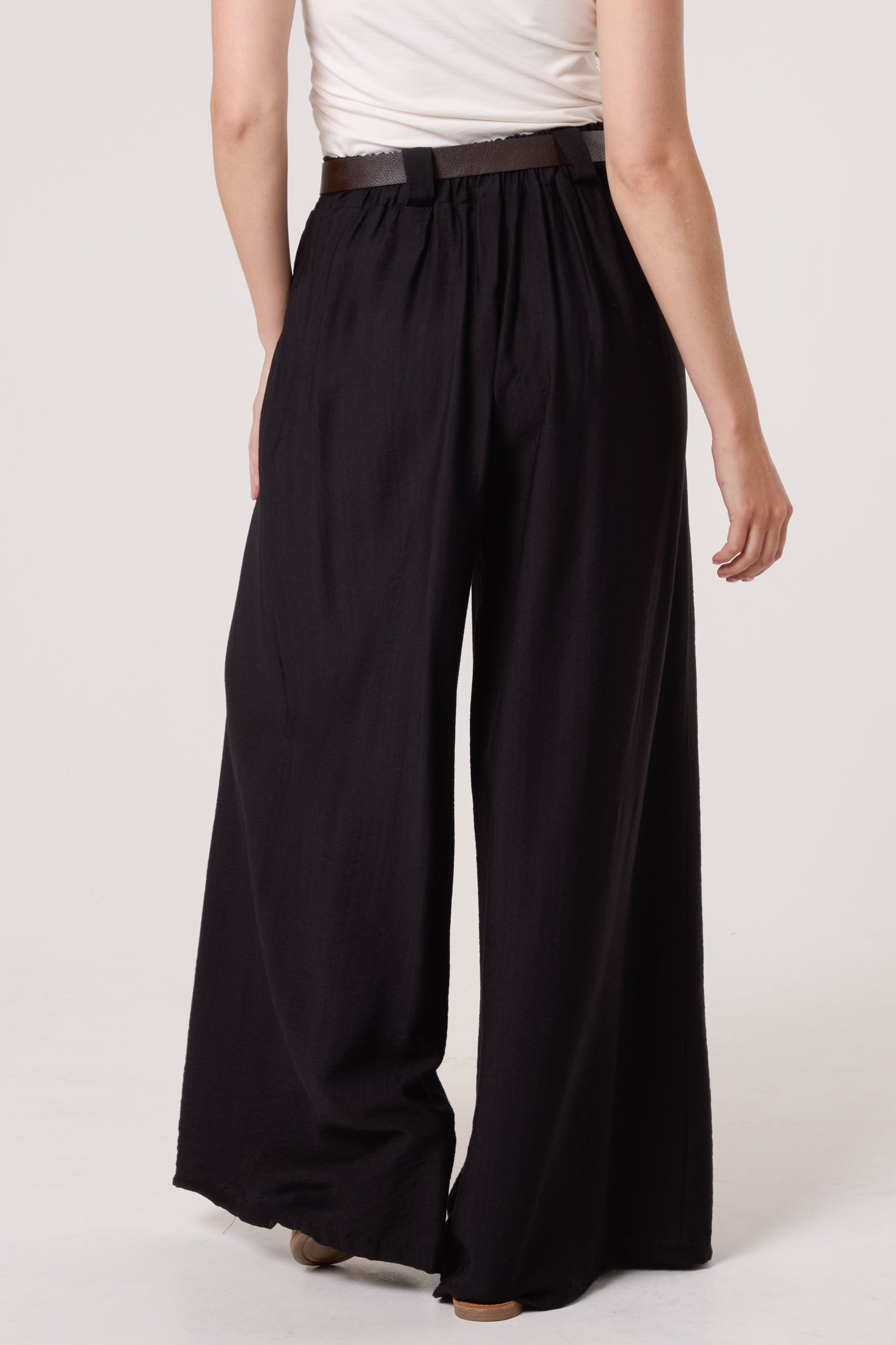 Belted Tailored Palazzo Trousers