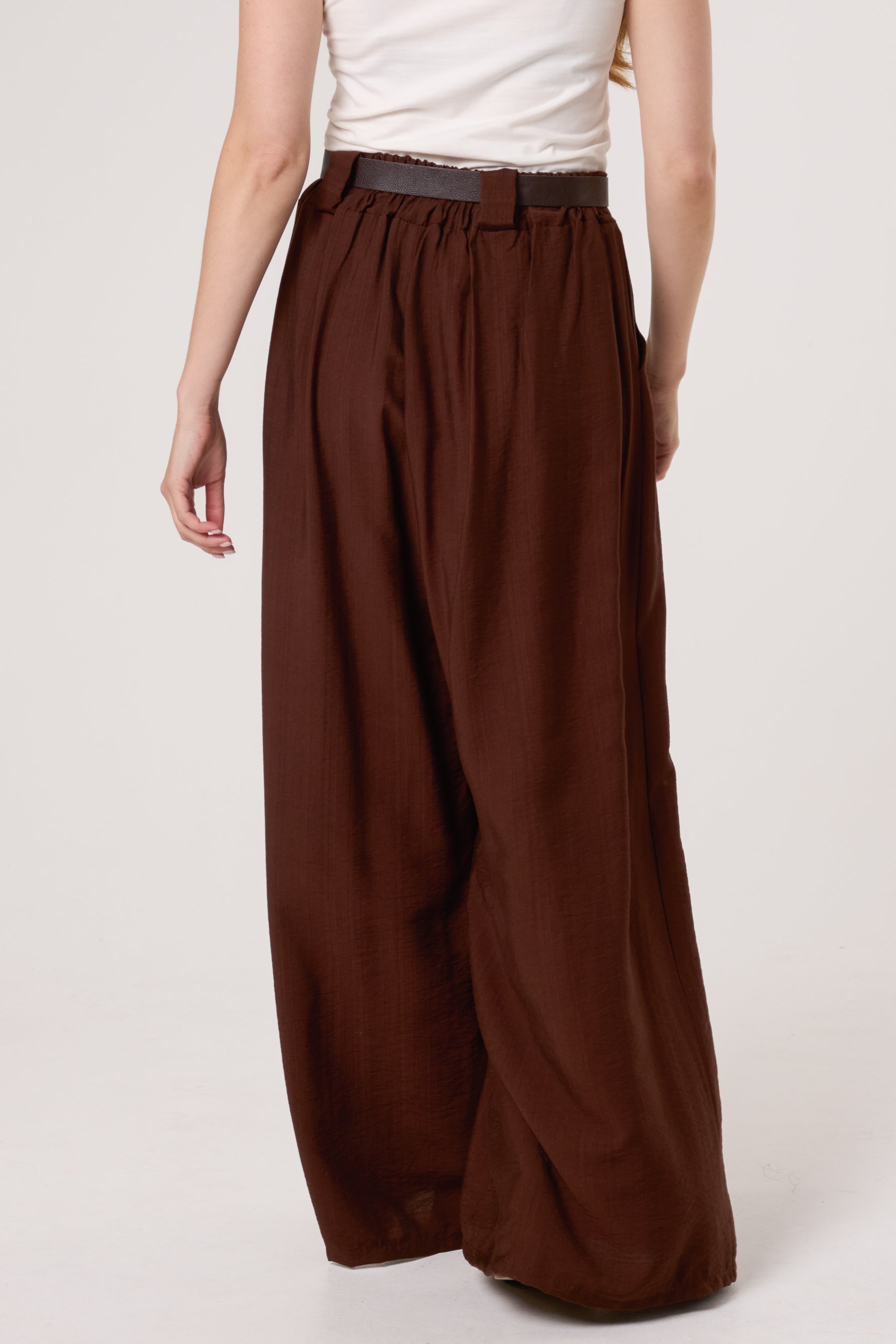Belted Tailored Palazzo Trousers