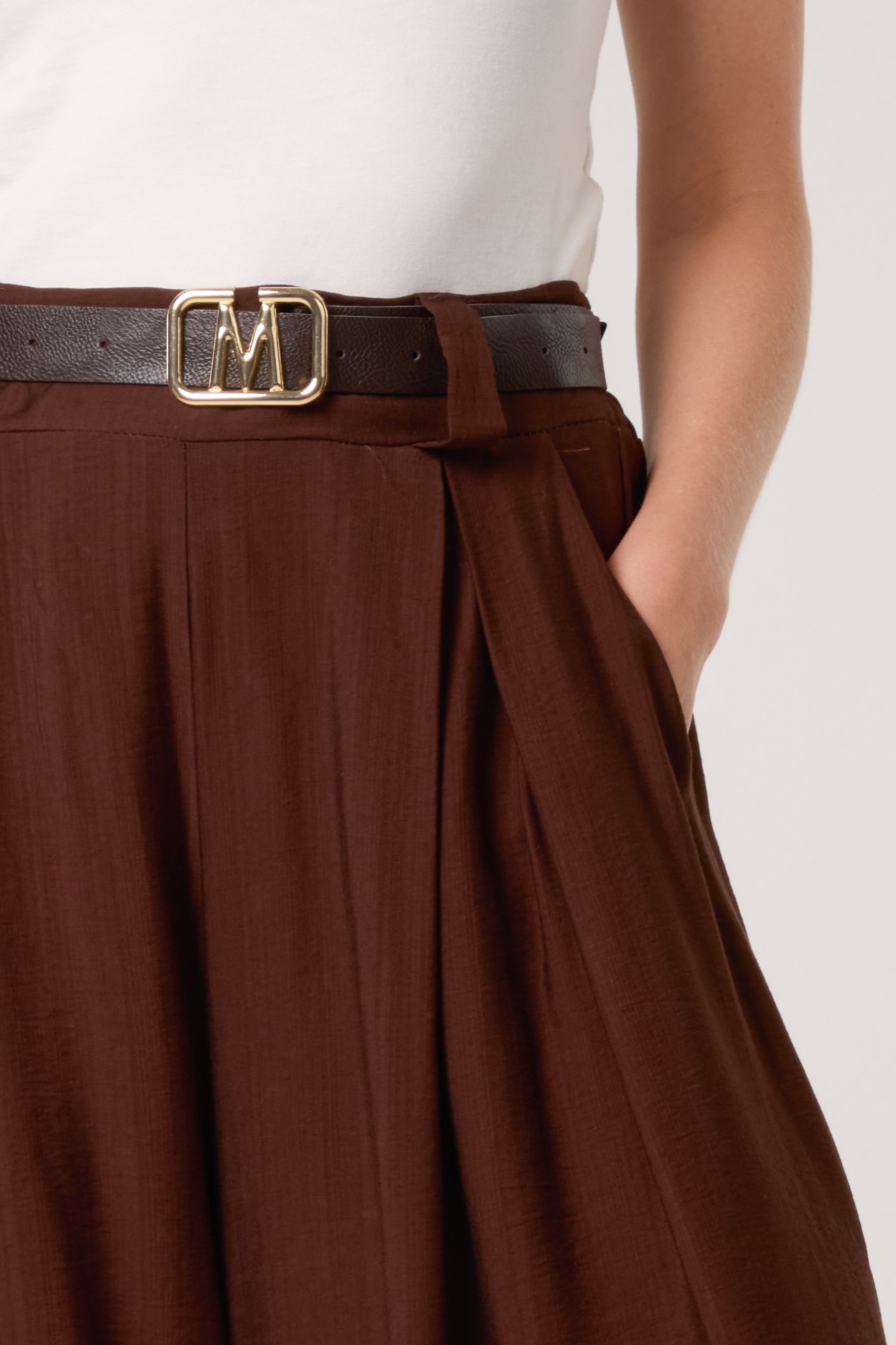 Belted Tailored Palazzo Trousers