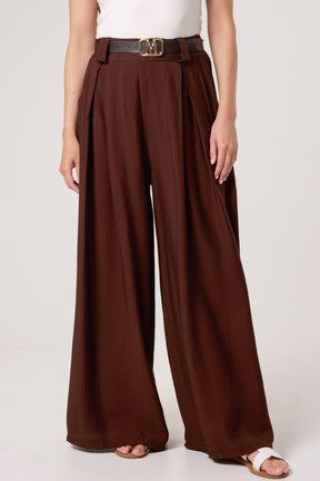 Belted Tailored Palazzo Trousers
