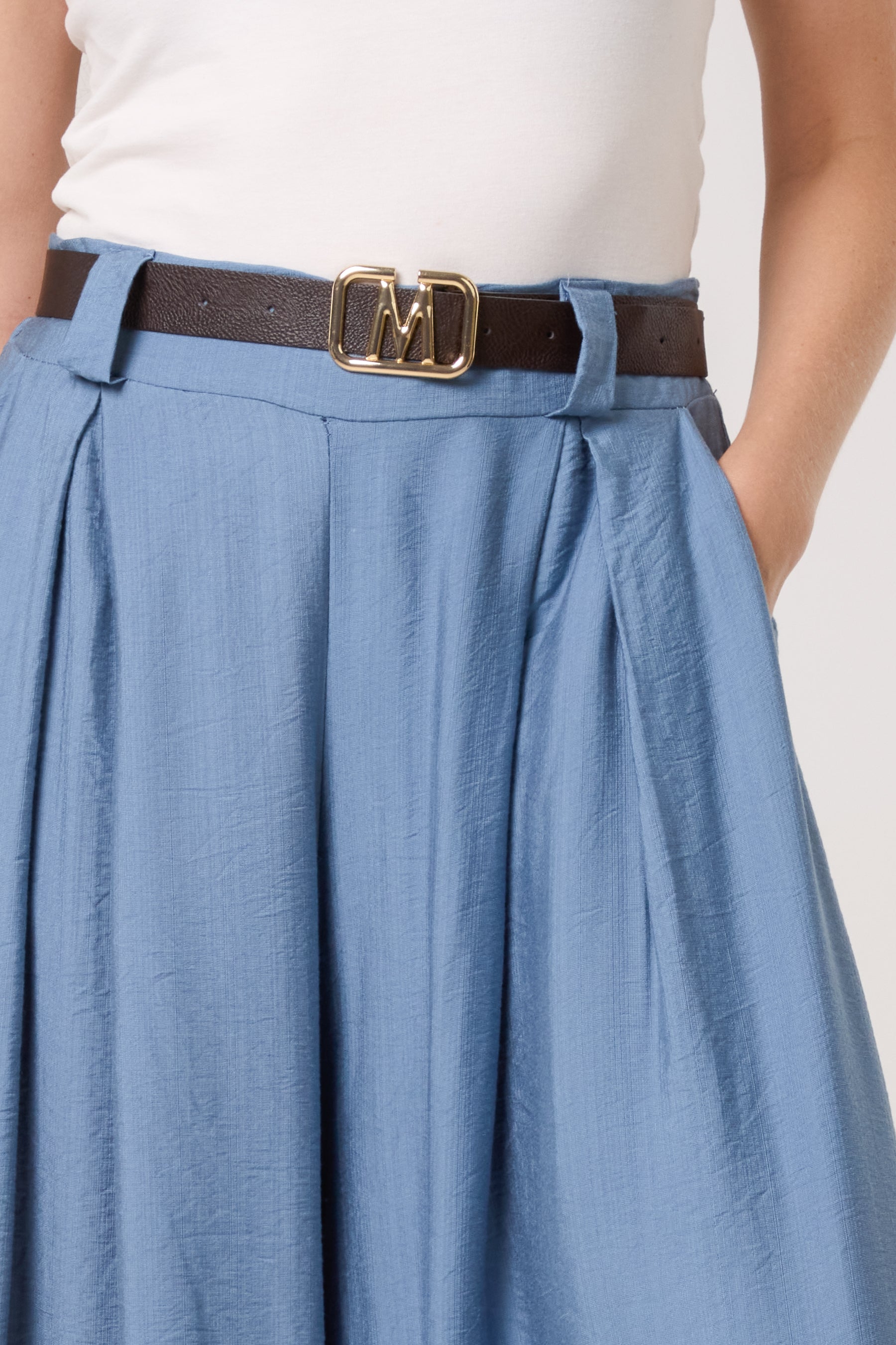 Belted Tailored Palazzo Trousers