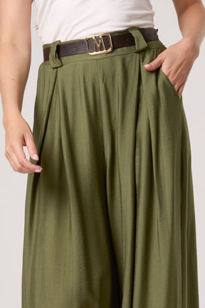 Belted Tailored Palazzo Trousers