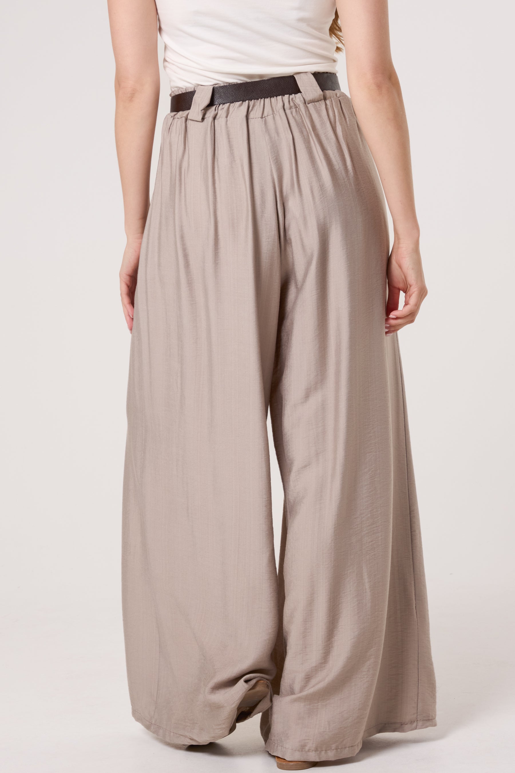 Belted Tailored Palazzo Trousers