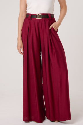Belted Tailored Palazzo Trousers