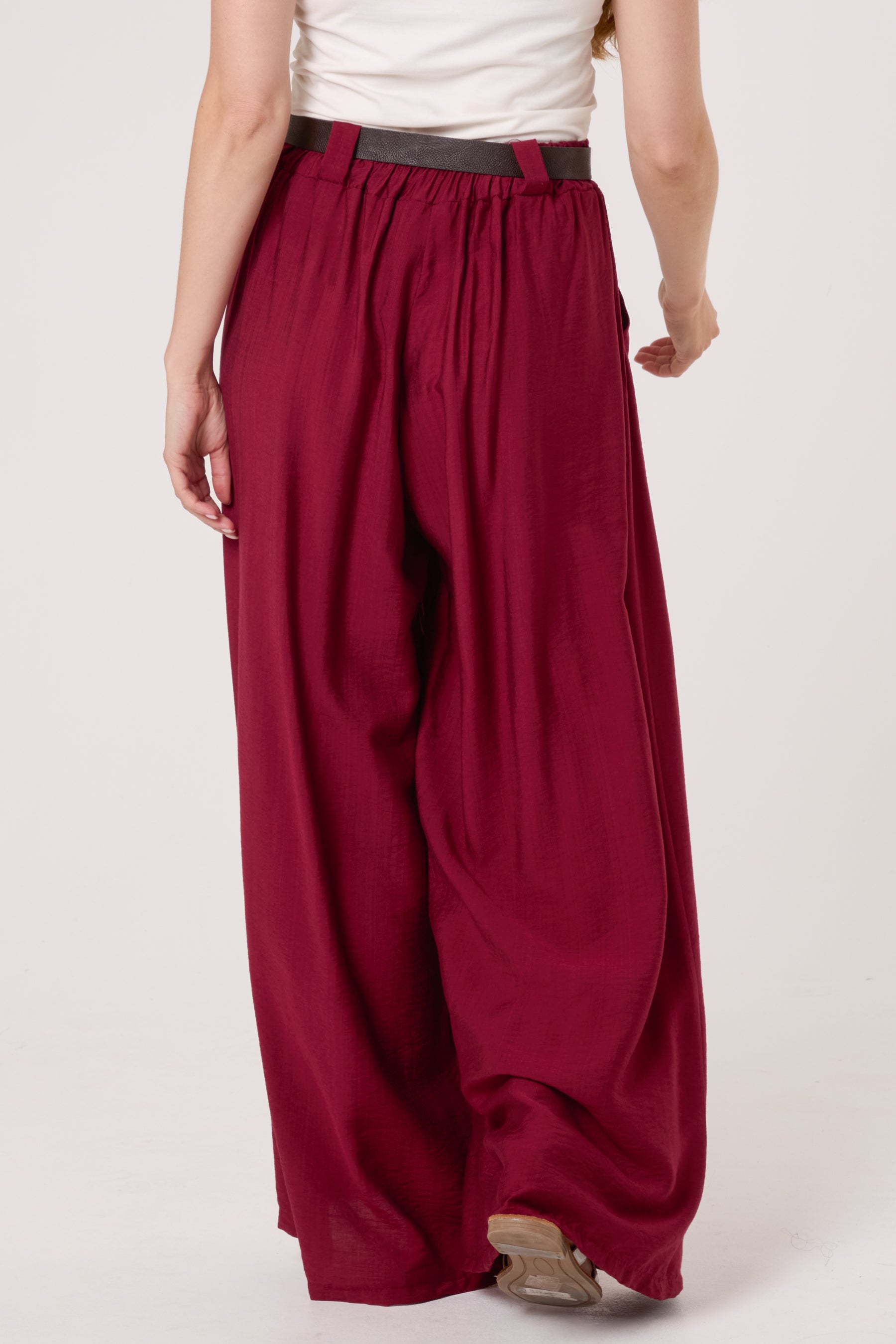 Belted Tailored Palazzo Trousers