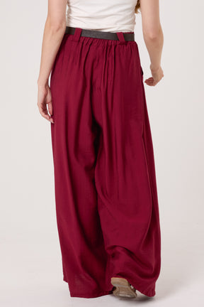Belted Tailored Palazzo Trousers