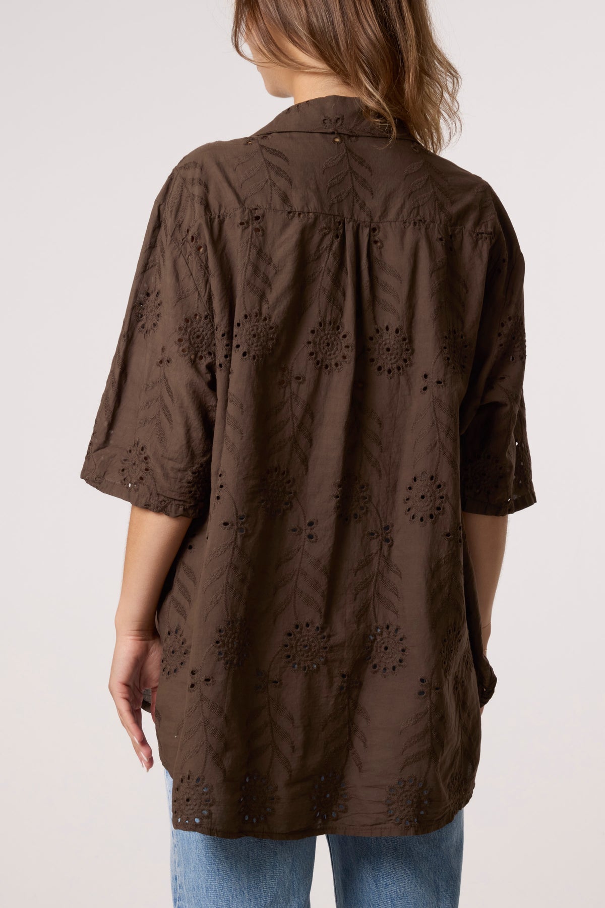 Broderie Anglaise Shell Button Shirt