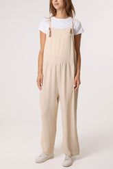 Oversized Straight Leg Crepe Dungarees