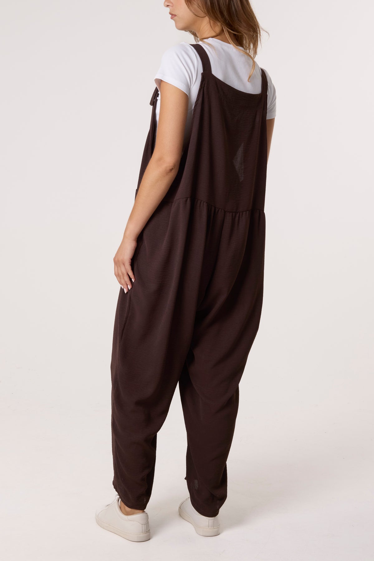 Oversized Straight Leg Crepe Dungarees