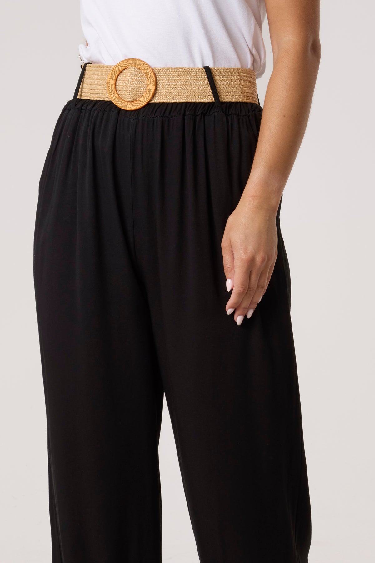 Belted Soft Touch Wide Leg Trouser
