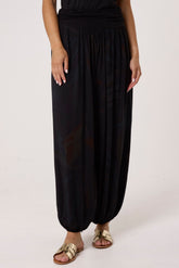 Leave Print Waistband Harem Trousers