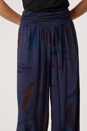 Leave Print Waistband Harem Trousers