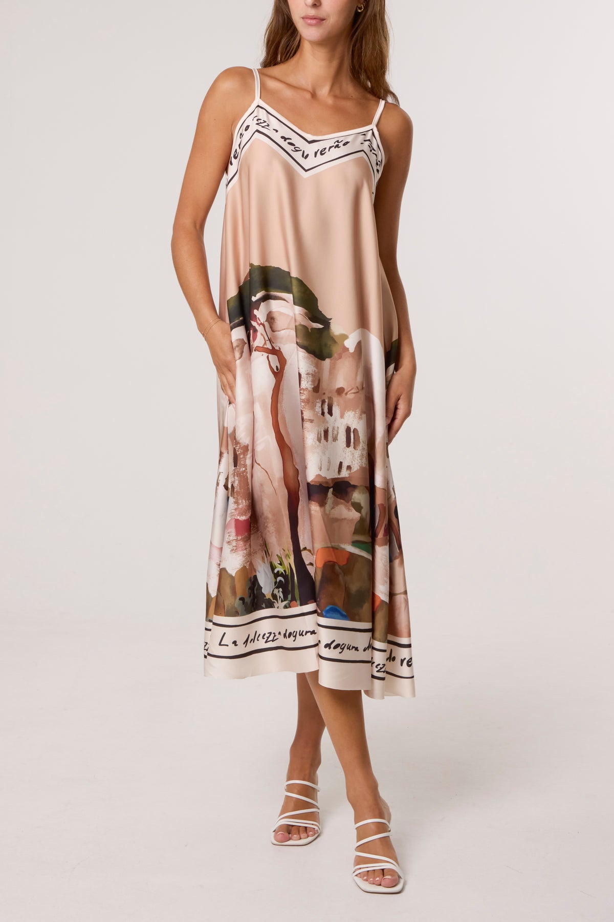 Cami Border Print Swing Dress