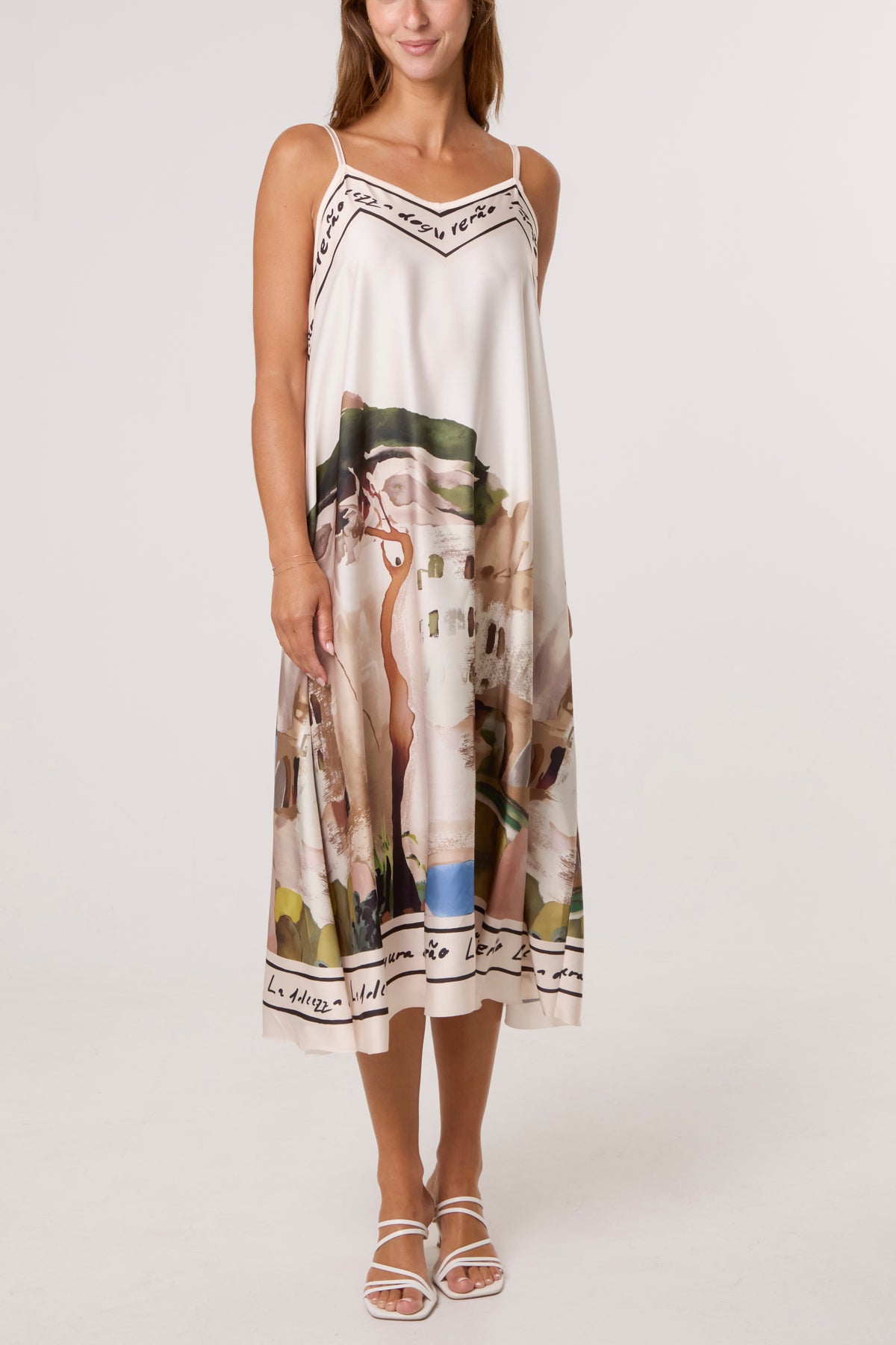 Cami Border Print Swing Dress