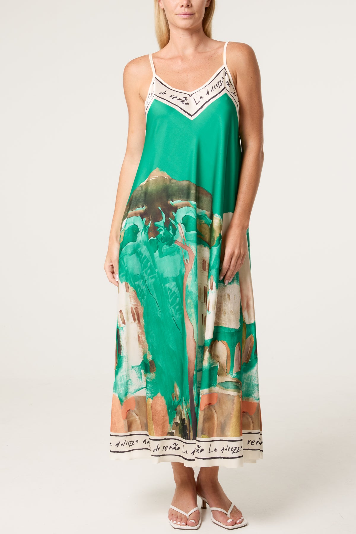Cami Border Print Swing Dress