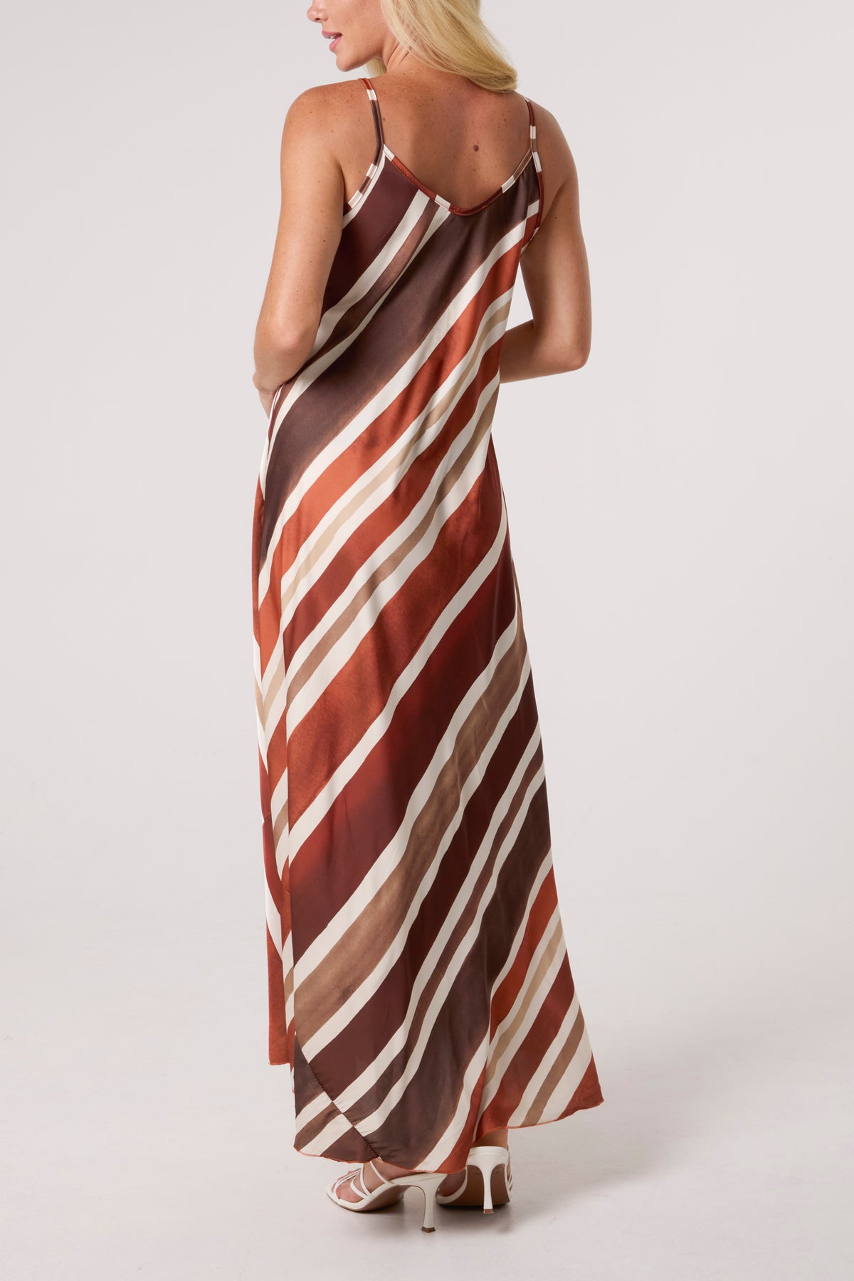Strappy Stripe Satin Maxi Dress