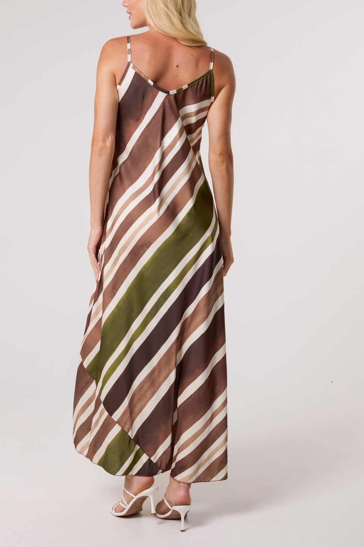 Strappy Stripe Satin Maxi Dress