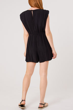 Shoulder Pad Pleated Playsuit