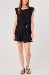 Shoulder Pad Pleated Playsuit