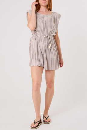 Shoulder Pad Pleated Playsuit