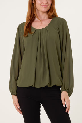 Scoop Neck Bubble Hem Blouse