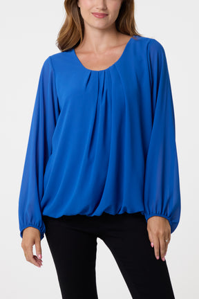 Scoop Neck Bubble Hem Blouse