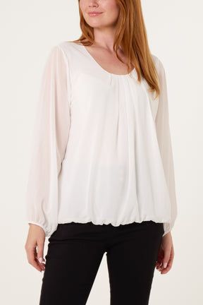 Scoop Neck Bubble Hem Blouse