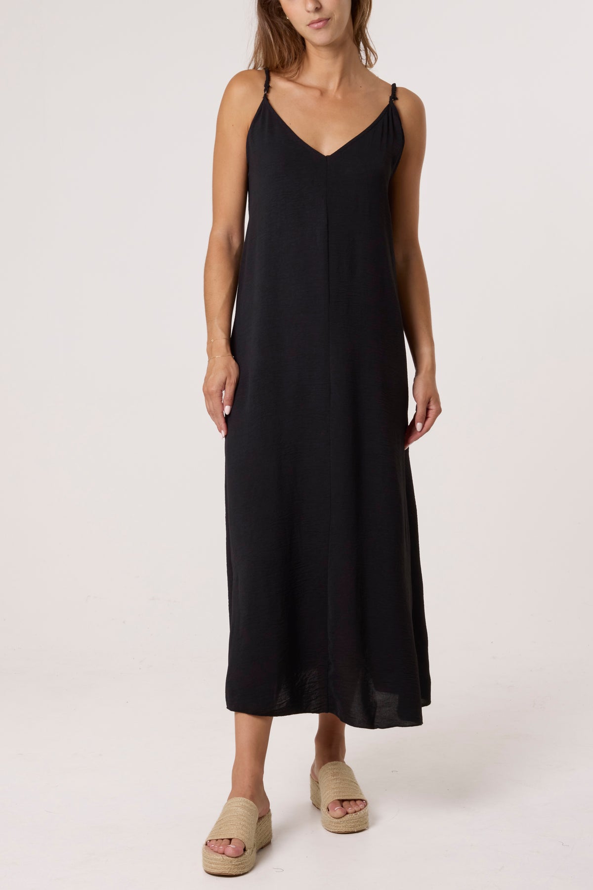 V-Neck Midi Strappy Dress
