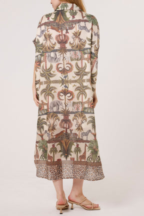 Jungle Collar Shirt Midi Dress