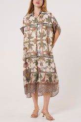 Jungle Collar Shirt Midi Dress