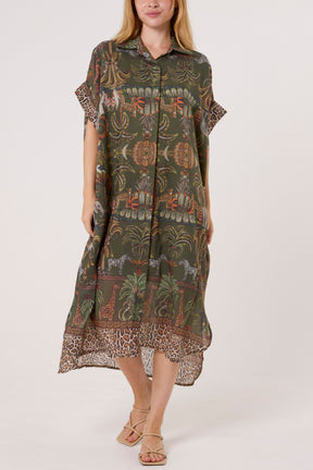 Jungle Collar Shirt Midi Dress
