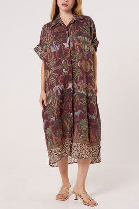 Jungle Collar Shirt Midi Dress