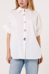 Gold Broch Detail Poplin Shirt