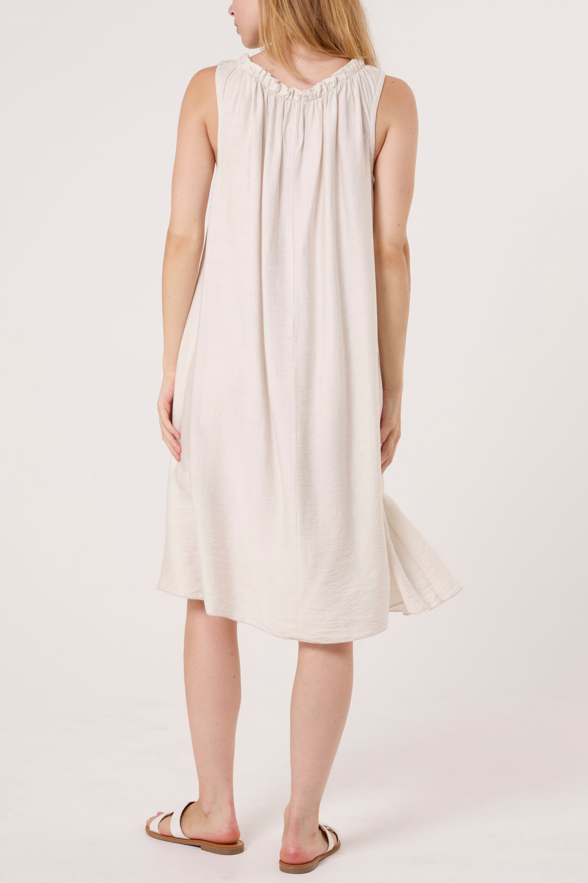 Frill Neck Detail Sleeveless Mini Dress