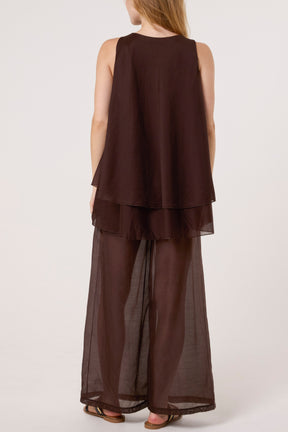 Double Layer Sheer Top & Trousers Set