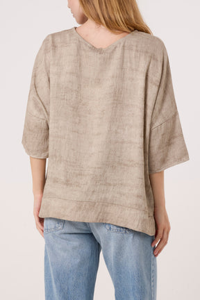 Necklace Acid Wash Short Sleeve Top
